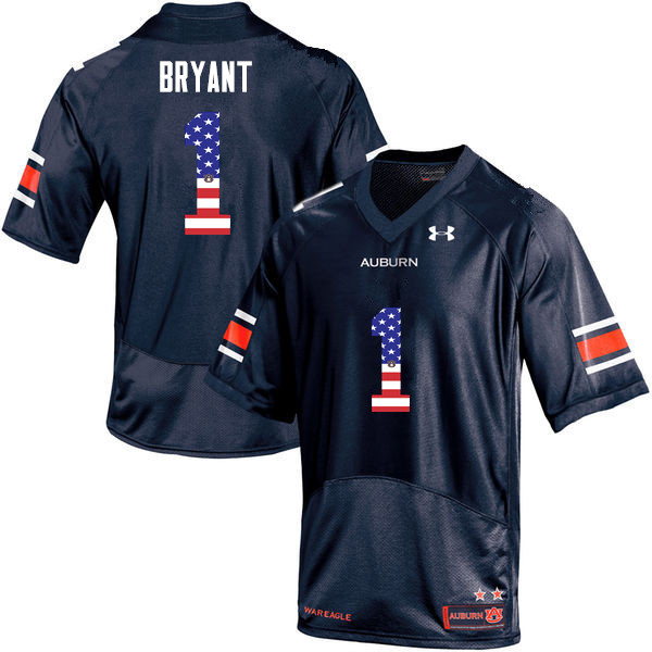 Men's Auburn Tigers #1 Big Cat Bryant USA Flag Fashion Navy College Stitched Football Jersey